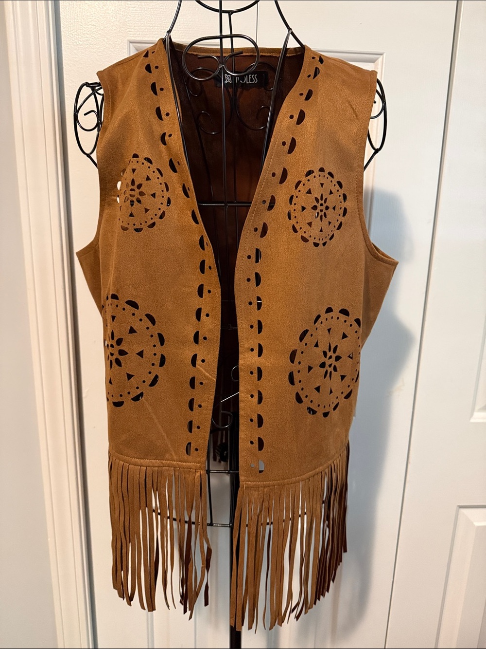 Stylish Brown Suede Fringe Vest -